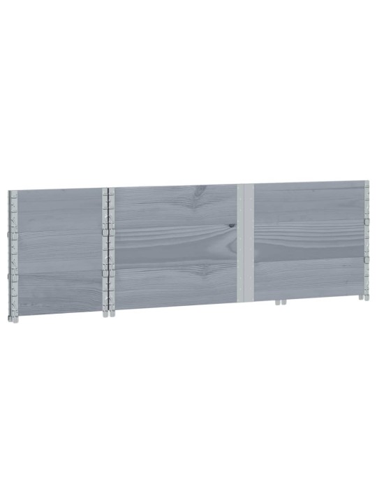 Paletové nástavce 3 ks šedé 150 x 50 cm masivní borové dřevo