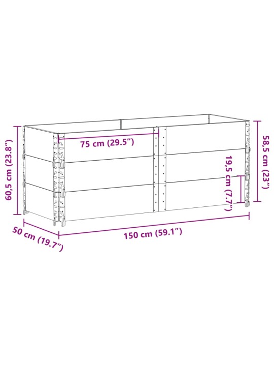 Paletové nástavce 3 ks hnědé 150 x 50 cm masivní borové dřevo