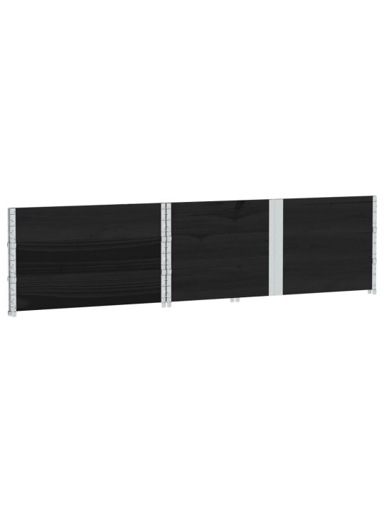 Paletové nástavce 3 ks černé 150 x 100 cm masivní borové dřevo
