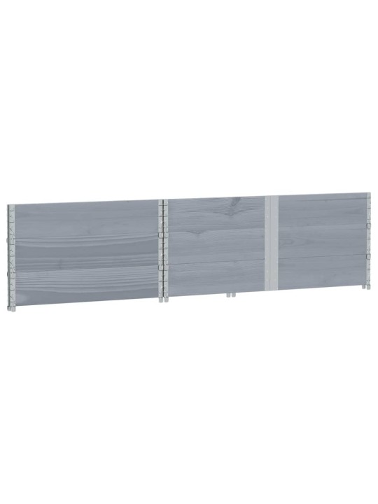 Paletové nástavce 3 ks šedé 150 x 100 cm masivní borové dřevo