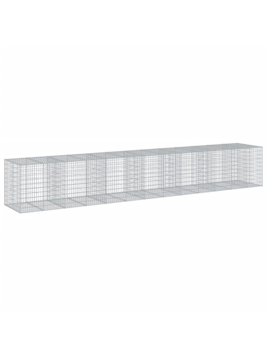 Gabionový koš s víkem 650 x 100 x 100 cm pozinkované železo