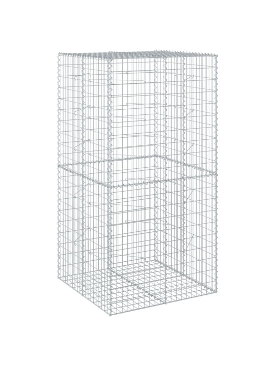 Gabionový koš s víkem 100 x 100 x 200 cm pozinkované železo