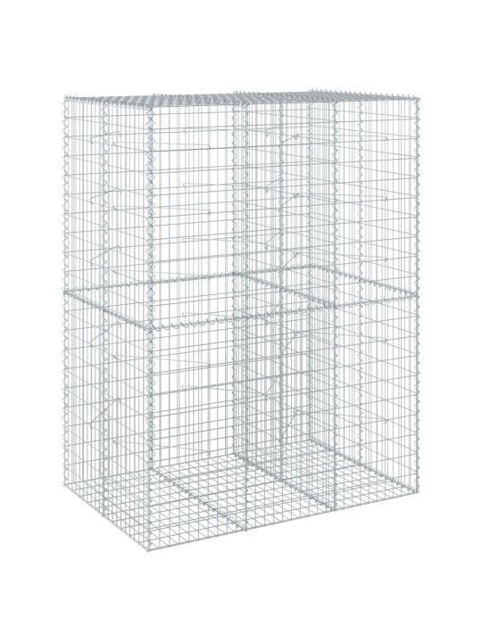 Gabionový koš s víkem 150 x 100 x 200 cm pozinkované železo