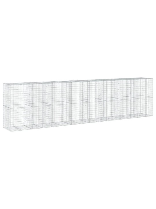 Gabionový koš s víkem 800 x 100 x 200 cm pozinkované železo