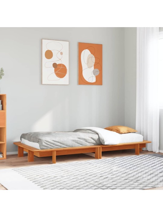 Postel bez matrace voskově hnědá 90 x 200 cm masivní borovice