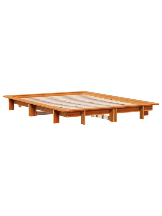 Postel bez matrace voskově hnědá 140 x 190 cm masivní borovice