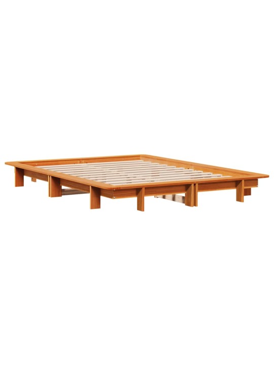 Postel bez matrace voskově hnědá 140 x 190 cm masivní borovice