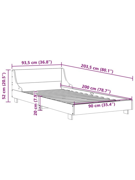 Postel bez matrace bílá 90 x 200 cm masivní borovice