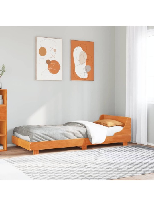 Postel bez matrace voskově hnědá 90 x 200 cm masivní borovice