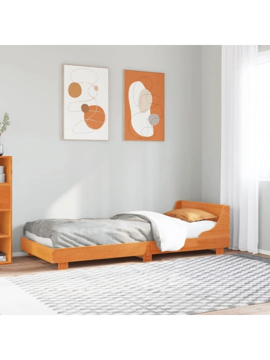 Postel bez matrace voskově hnědá 90 x 200 cm masivní borovice