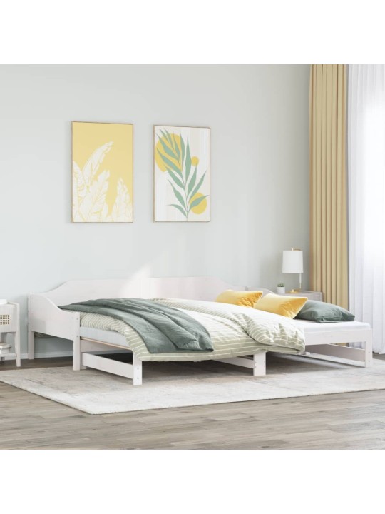 Válenda s přistýlkou bílá 90 x 200 cm masivní borové dřevo