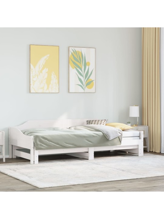 Válenda s přistýlkou bílá 90 x 200 cm masivní borové dřevo