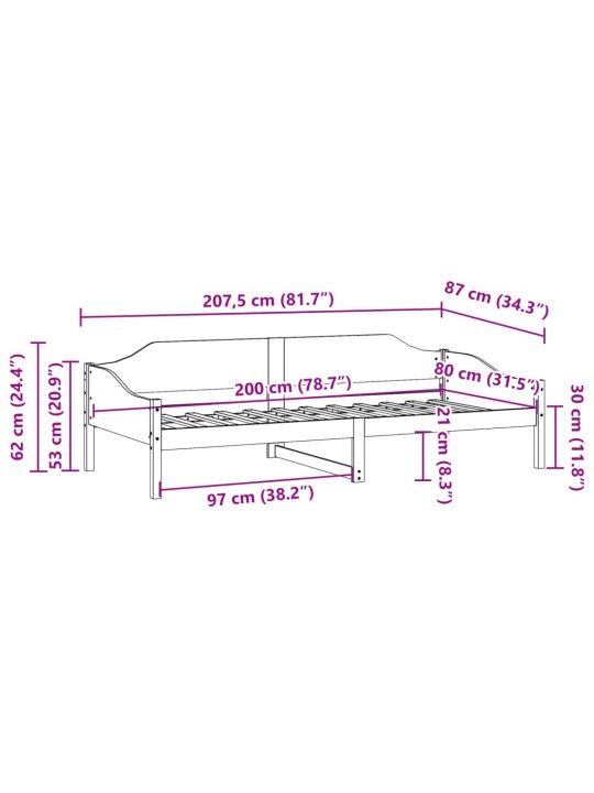 Postel bez matrace bílá 80 x 200 cm masivní borovice