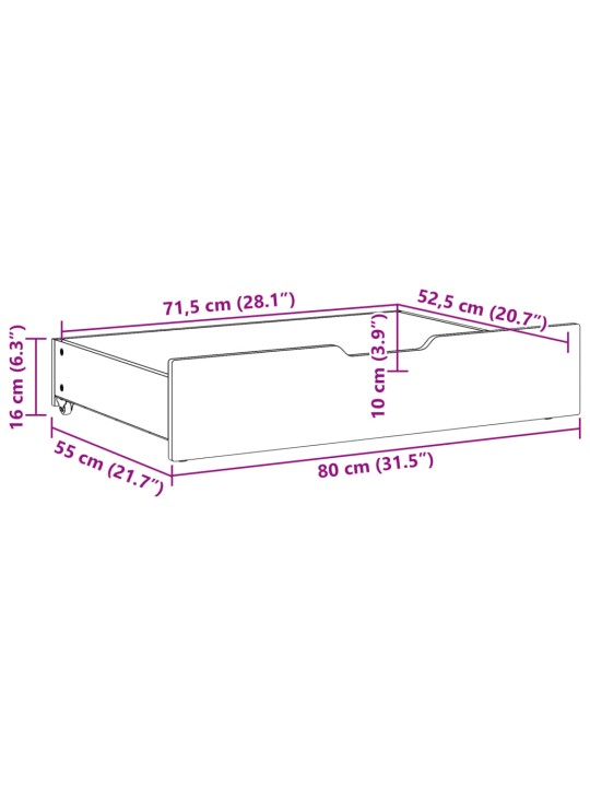 Zásuvky pod postel 2 ks bílé 80 x 55 x 17 cm masivní borovice