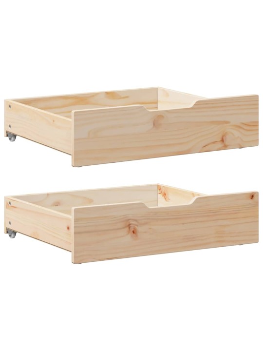 Zásuvky pod postel s kolečky 2 ks 75x55x17 cm masivní borovice