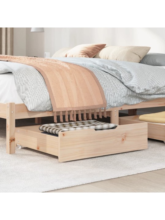 Zásuvky pod postel s kolečky 2 ks 75x55x17 cm masivní borovice