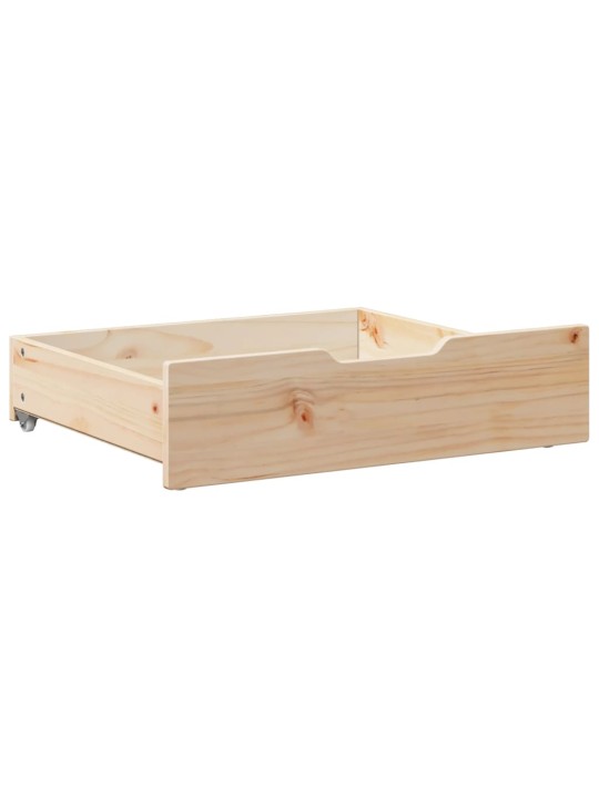 Zásuvky pod postel s kolečky 2 ks 75x55x17 cm masivní borovice