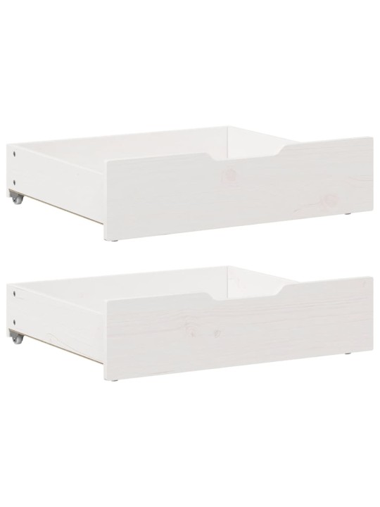 Zásuvky pod postel 2 ks bílé 75 x 55 x 17 cm masivní borovice