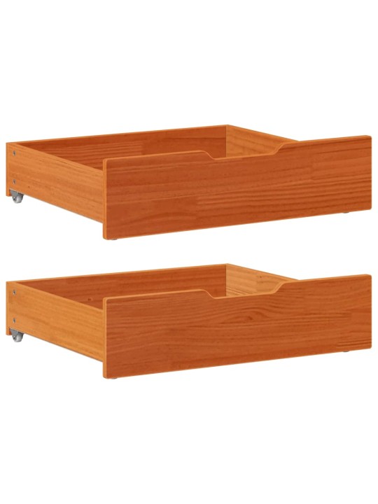 Zásuvky pod postel 2 ks voskově hnědé 75x55x17cm masiv borovice