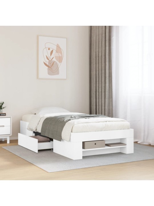 Rám postele bílý 100 x 200 cm kompozitní dřevo