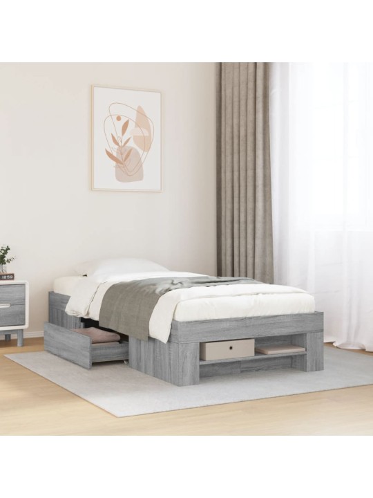 Rám postele šedý sonoma 90 x 200 cm kompozitní dřevo
