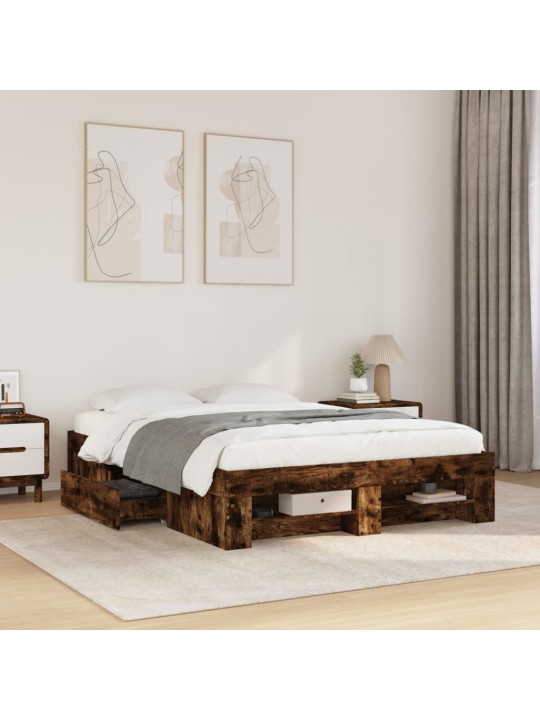 Rám postele kouřový dub 135 x 190 cm kompozitní dřevo