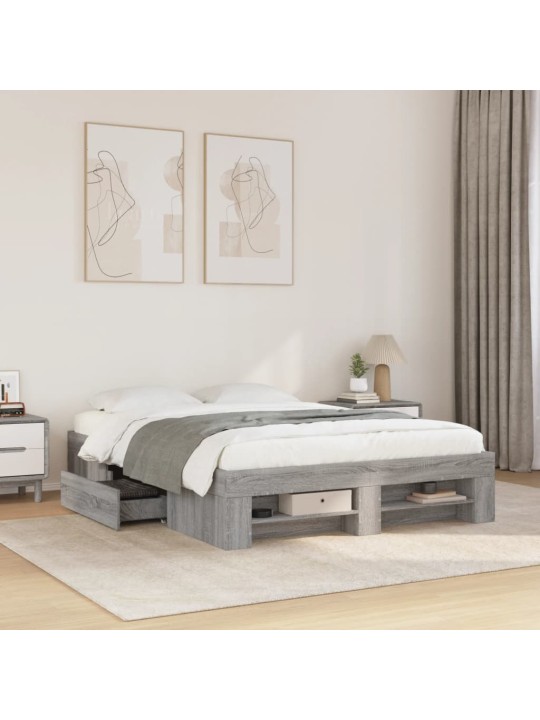 Rám postele šedý sonoma 135 x 190 cm kompozitní dřevo