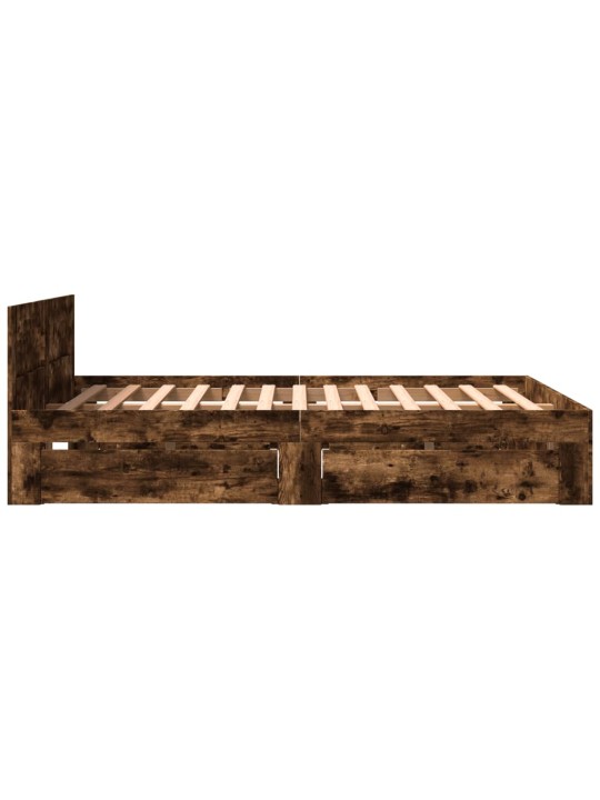Rám postele s čelem kouřový dub 160 x 200 cm kompozitní dřevo