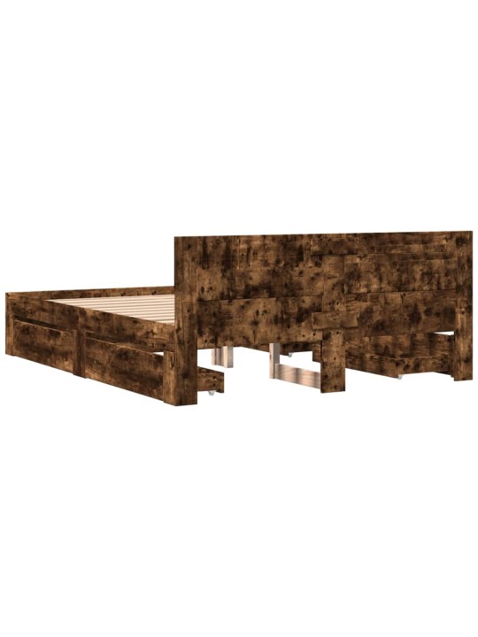Rám postele s čelem kouřový dub 160 x 200 cm kompozitní dřevo