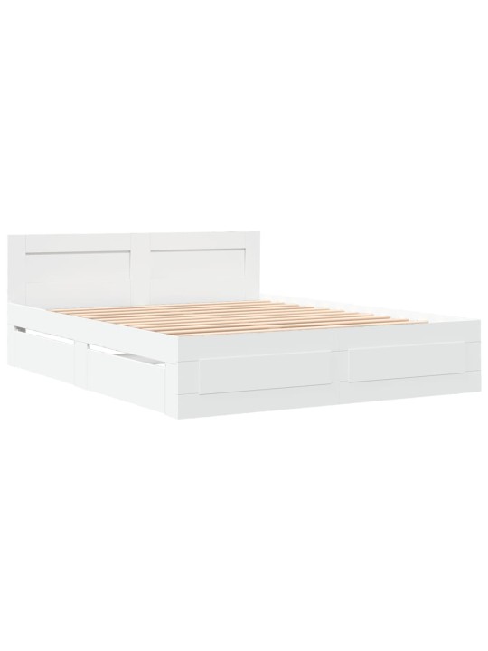 Rám postele s čelem bílý 150 x 200 cm kompozitní dřevo