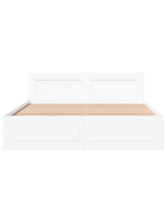 Rám postele s čelem bílý 150 x 200 cm kompozitní dřevo