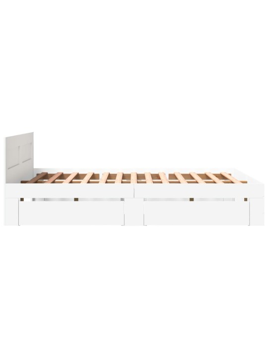 Rám postele s čelem bílý 150 x 200 cm kompozitní dřevo