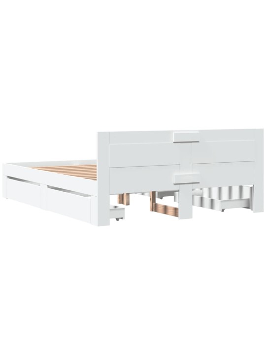 Rám postele s čelem bílý 150 x 200 cm kompozitní dřevo