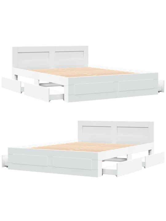 Rám postele s čelem bílý 150 x 200 cm kompozitní dřevo
