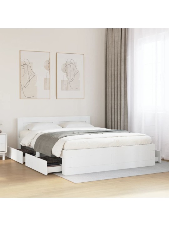 Rám postele s čelem bílý 150 x 200 cm kompozitní dřevo