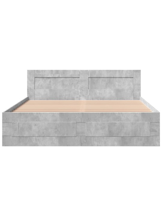 Rám postele s čelem betonově šedý 150 x 200 cm kompozitní dřevo