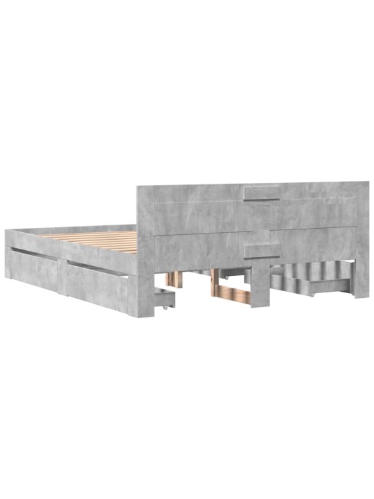 Rám postele s čelem betonově šedý 150 x 200 cm kompozitní dřevo