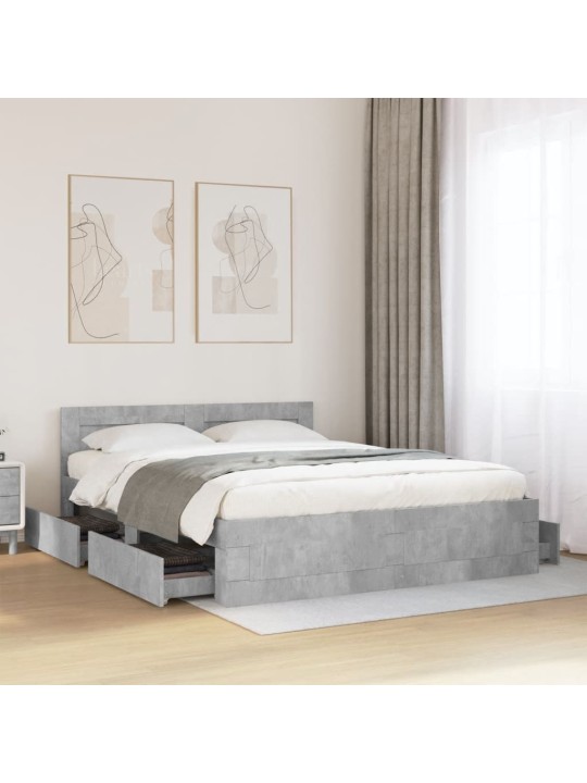 Rám postele s čelem betonově šedý 150 x 200 cm kompozitní dřevo