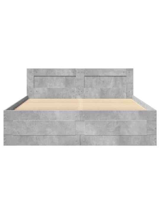 Rám postele s čelem betonově šedý 140 x 200 cm kompozitní dřevo