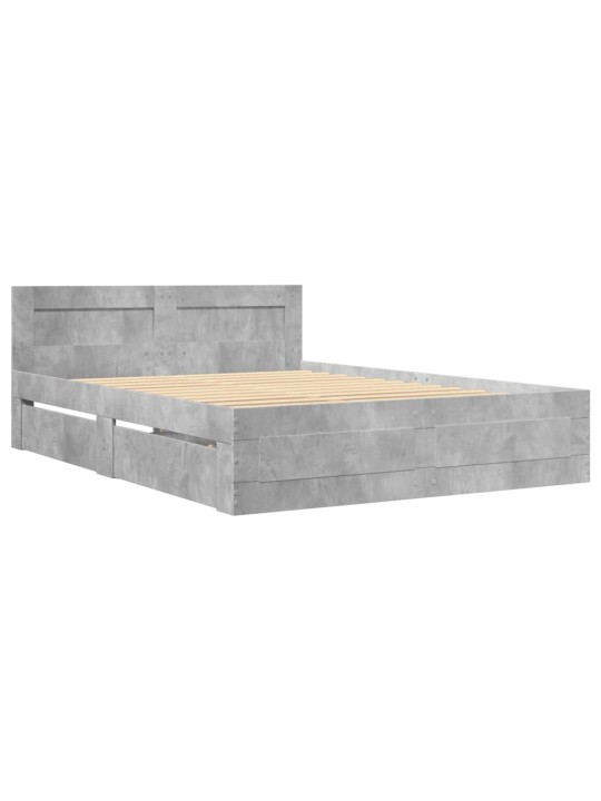 Rám postele s čelem betonově šedý 120 x 200 cm kompozitní dřevo