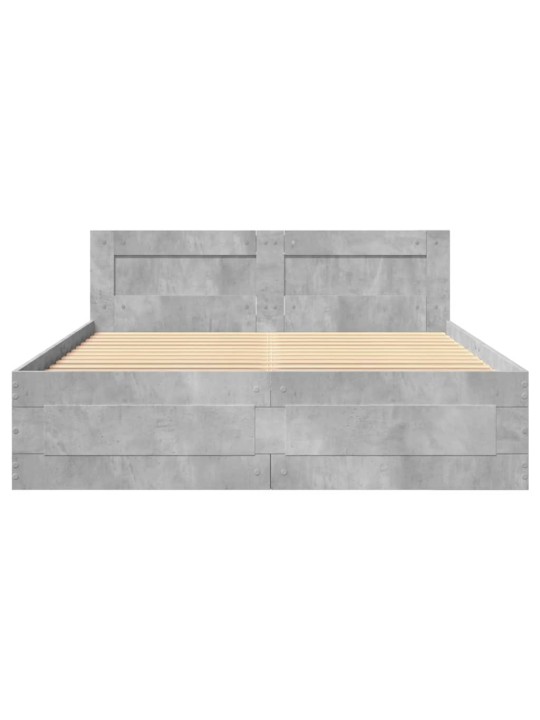 Rám postele s čelem betonově šedý 120 x 200 cm kompozitní dřevo