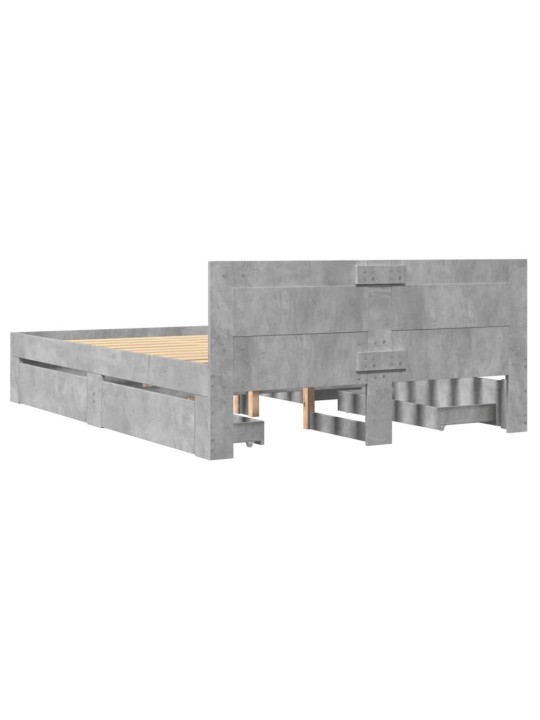 Rám postele s čelem betonově šedý 120 x 200 cm kompozitní dřevo