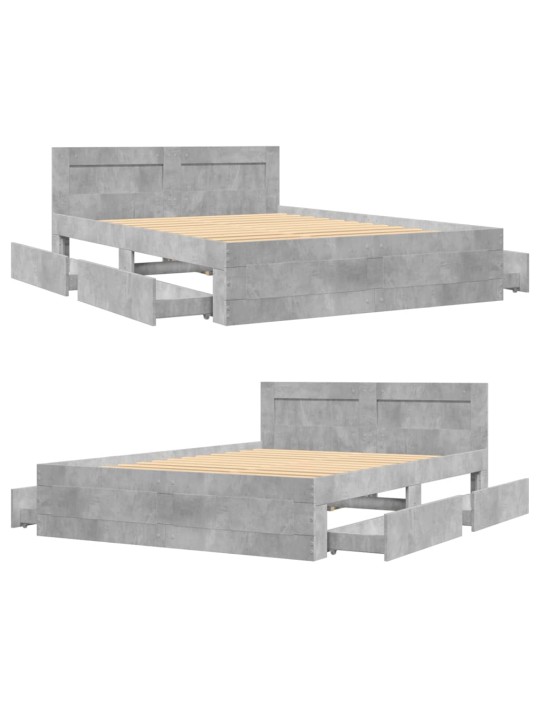 Rám postele s čelem betonově šedý 120 x 200 cm kompozitní dřevo