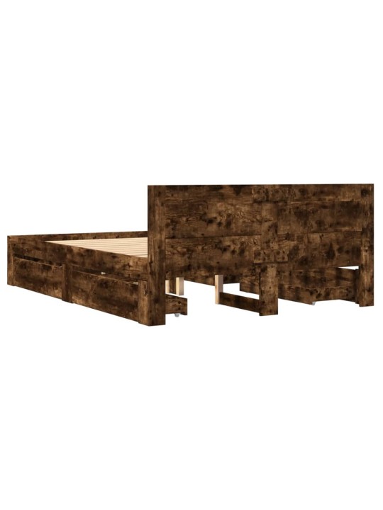 Rám postele s čelem kouřový dub 120 x 200 cm kompozitní dřevo