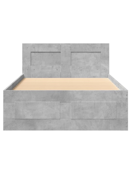 Rám postele s čelem betonově šedý 100 x 200 cm kompozitní dřevo