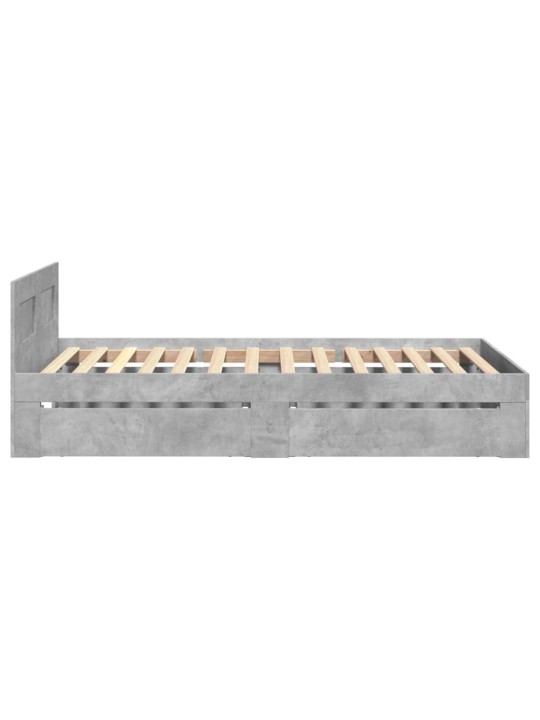 Rám postele s čelem betonově šedý 100 x 200 cm kompozitní dřevo