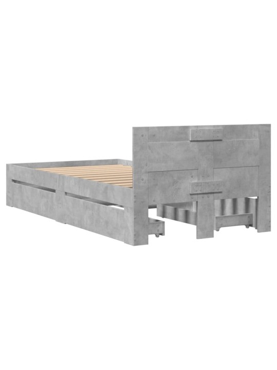 Rám postele s čelem betonově šedý 100 x 200 cm kompozitní dřevo
