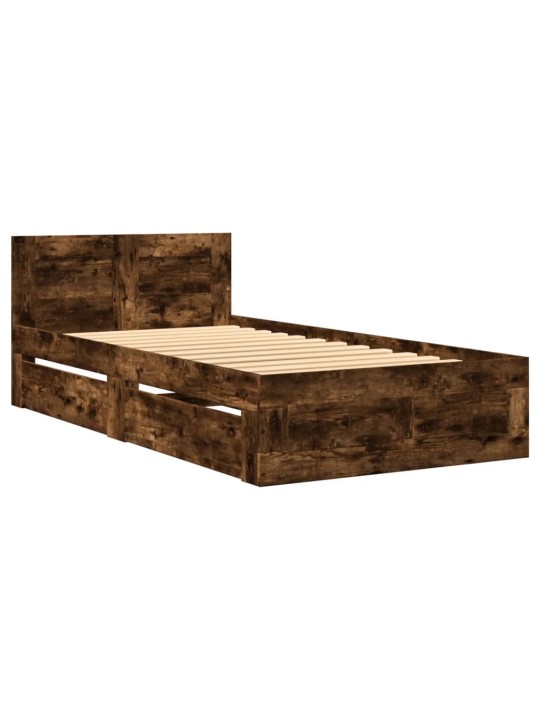 Rám postele s čelem kouřový dub 90 x 200 cm kompozitní dřevo