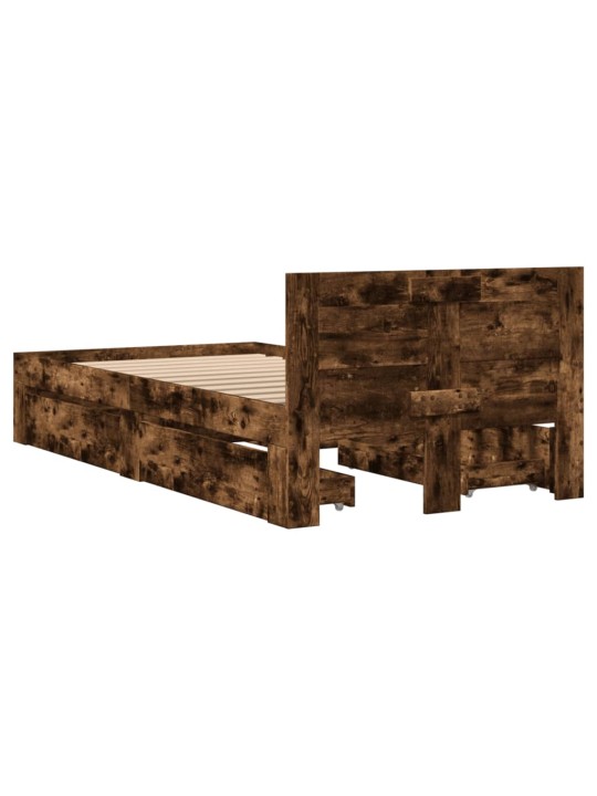Rám postele s čelem kouřový dub 90 x 200 cm kompozitní dřevo