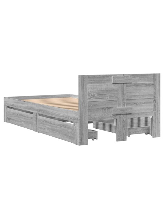 Rám postele s čelem šedý sonoma 90 x 200 cm kompozitní dřevo